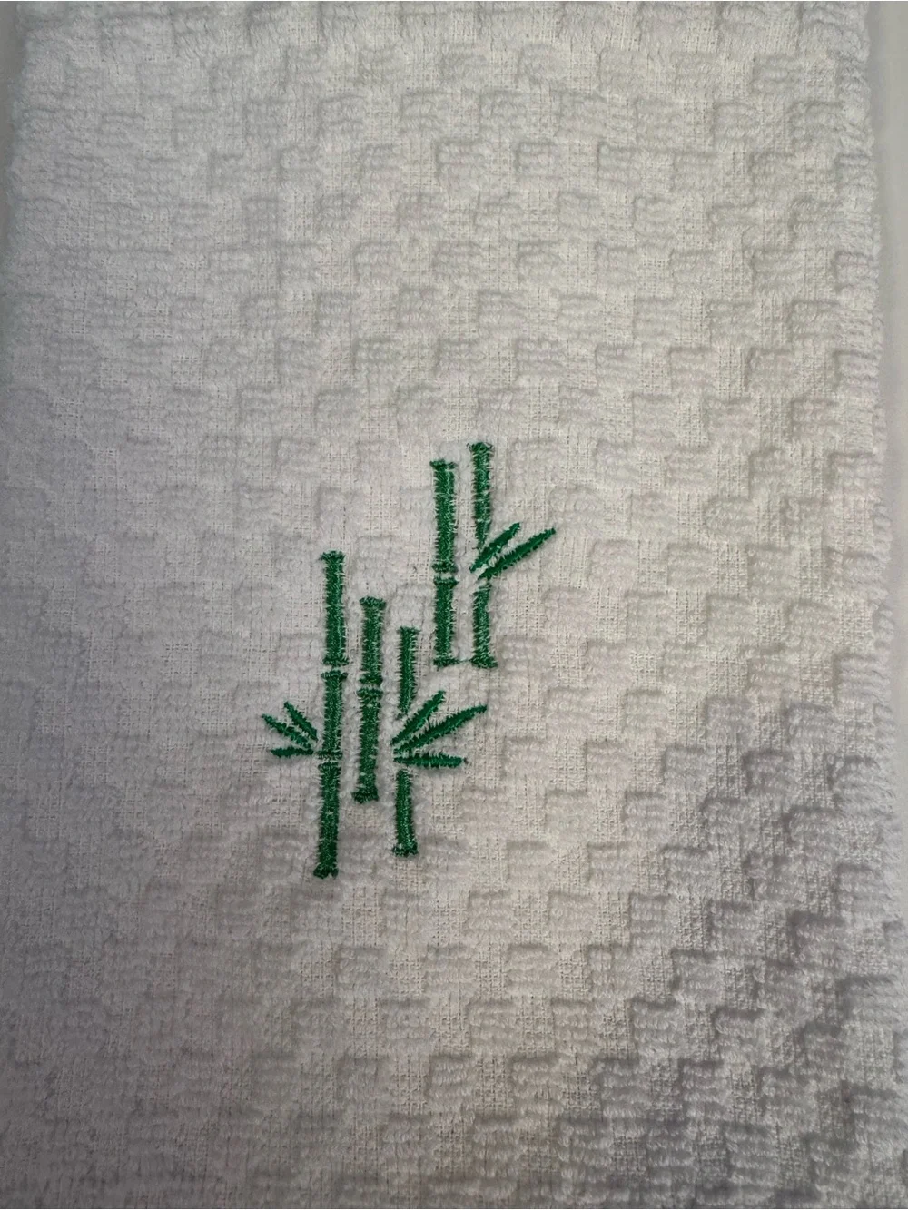 Mahjong White Embroidered Cotton Kitchen Towels - Set of 5 Decorative Towels